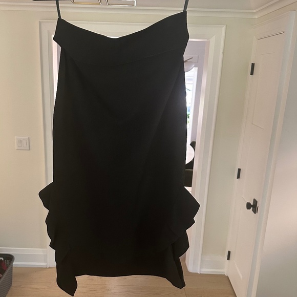NWT - Opening Ceremony Black BodyCon Stretch Skirt with Side Ruffles - Size L - Picture 1 of 13